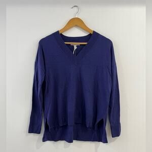 New Chelsea28 Cashmere Blend Sweater XS Navy Blue V Neck